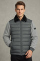 Men's Quilted Bomber Imported Pu Puffer Jacket In Dark Grey