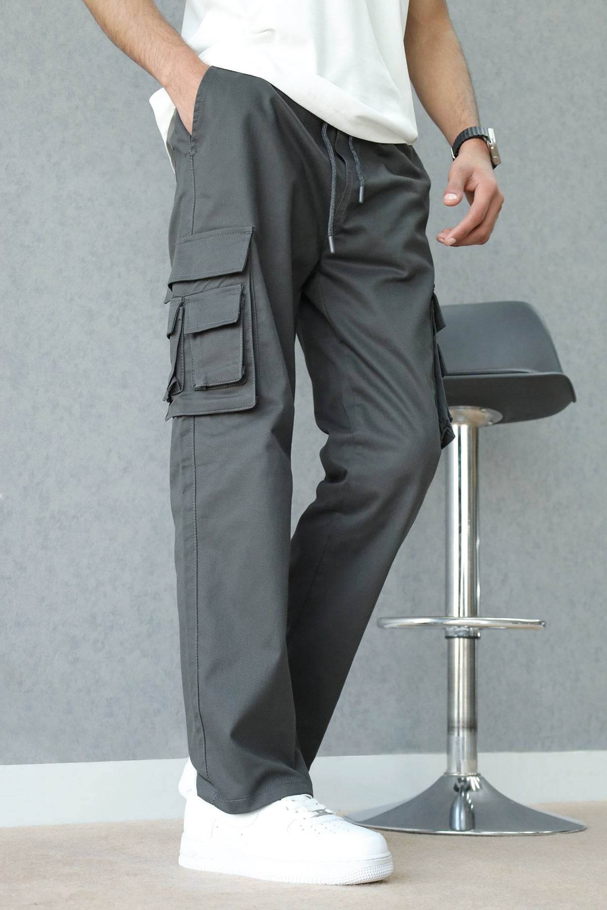 Turbo Hypemode Imp Cotton Cargo Trouser In Dark Grey