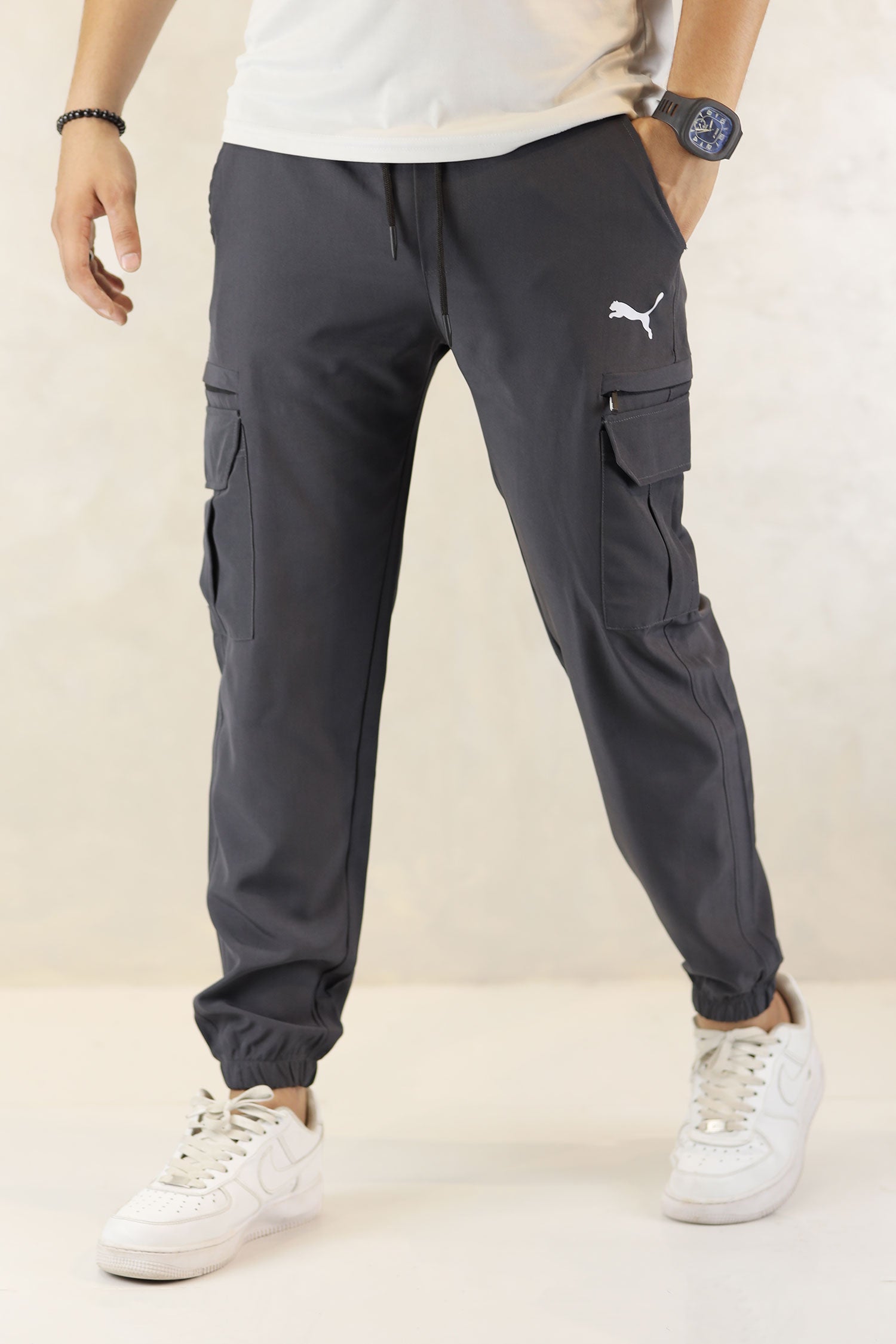 Pma x Nke Chic Micro 7 Pockets Cargo Trouser In Dark Grey