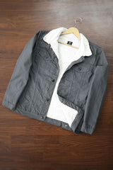 Turbo Full Fur Fleece Inside Warm Men Cotton Jacket In Dark Grey