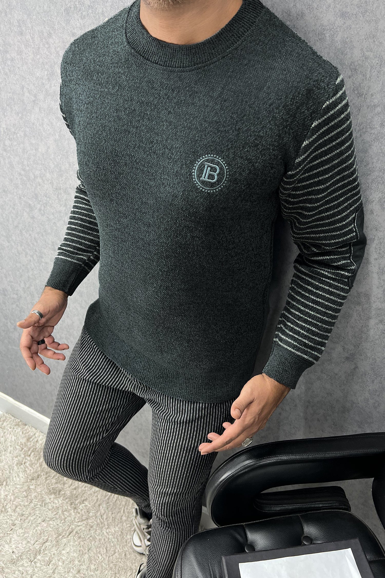 Patch Lining Arm Warm Imported Men's Sweatshirt