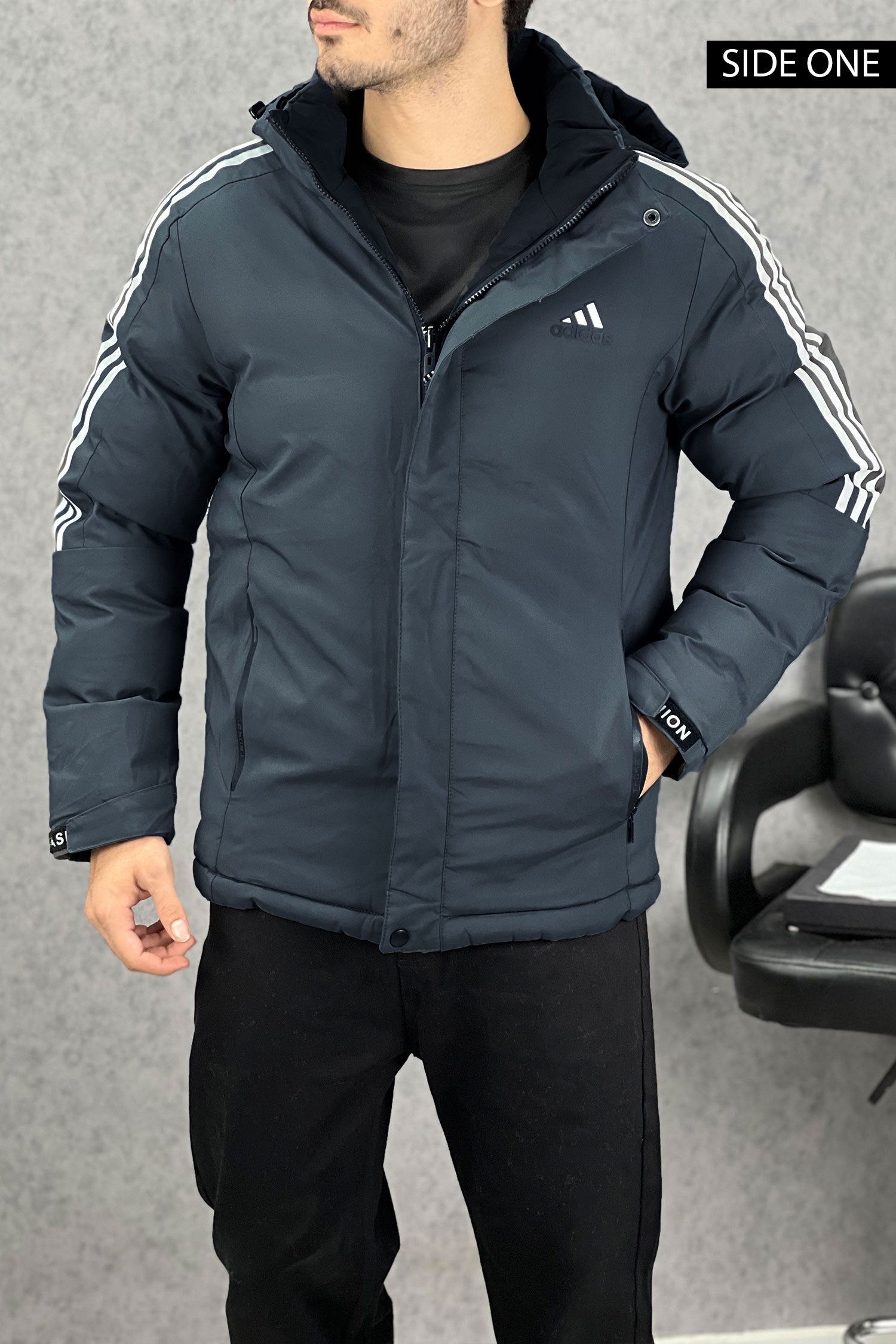 Adds 3 Stripe Double Sided Imported Puffer Jacket