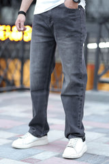 Loose Fit Light Faded Turbo Jeans in Dark Grey