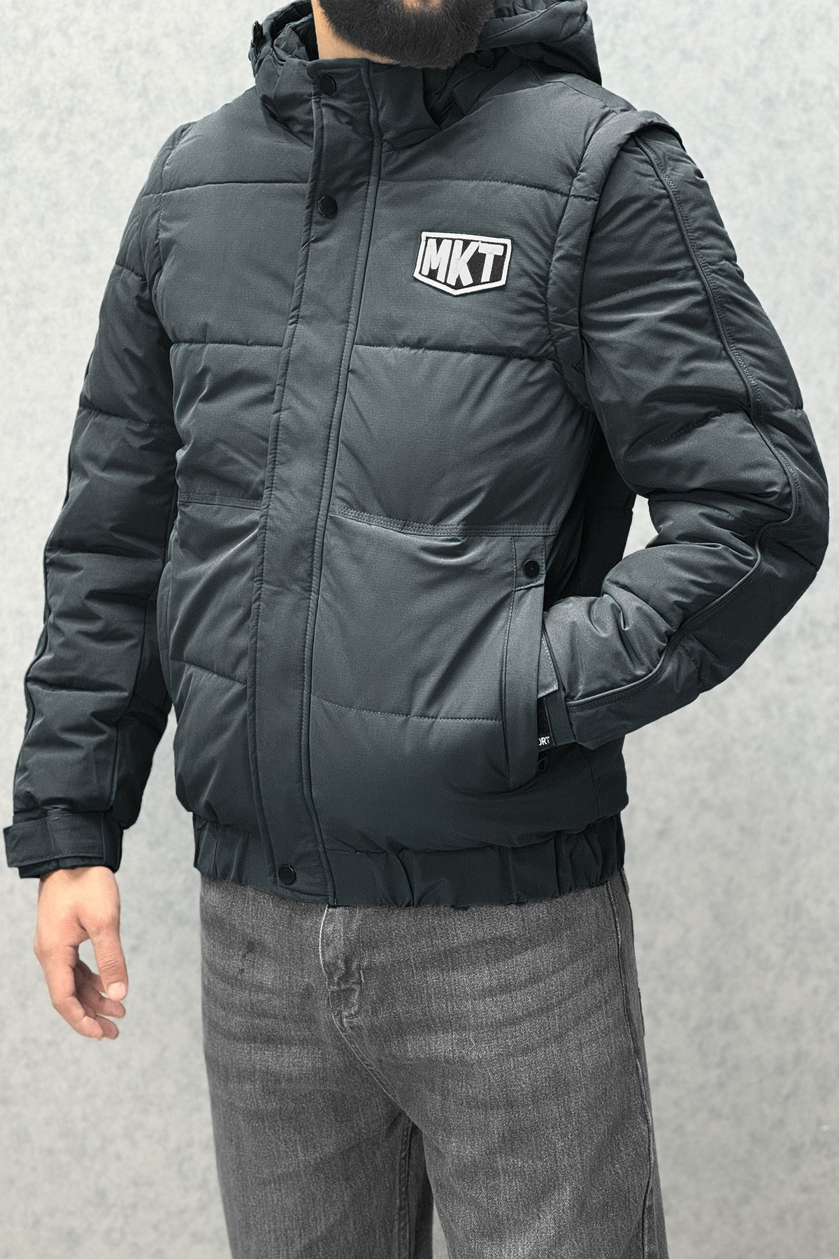 Mkt Removable Sleeves Imported Puffer Jacket