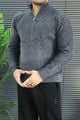 Men's Geometric Pattern Half-Zip Knit Imported Rabbit Wool Men's Sweater