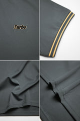 Turbo Basics Stripe Original Crew Neck Tee In Dark Grey