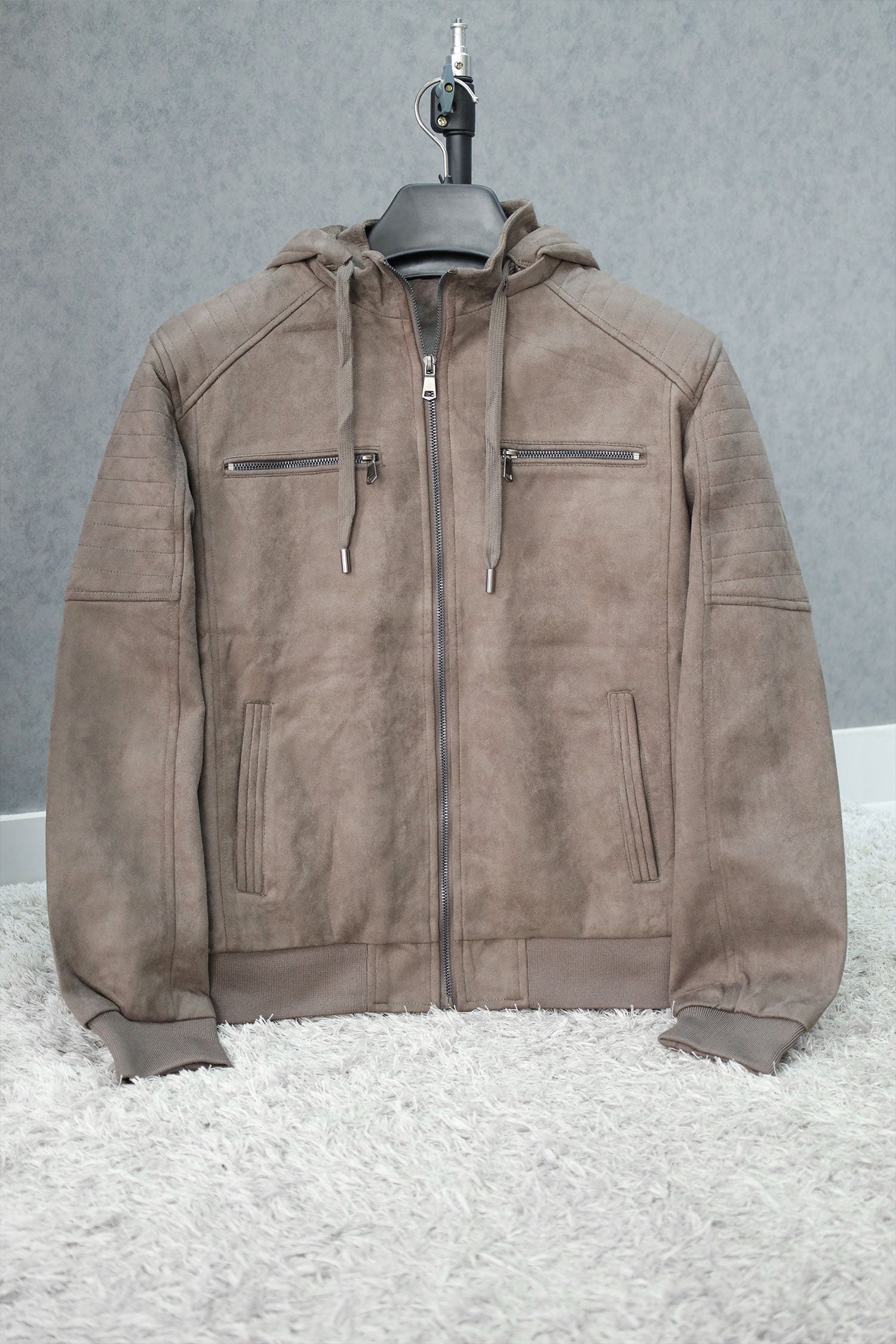 Epic Classic Hooded Zipper Men's Suede Jacket