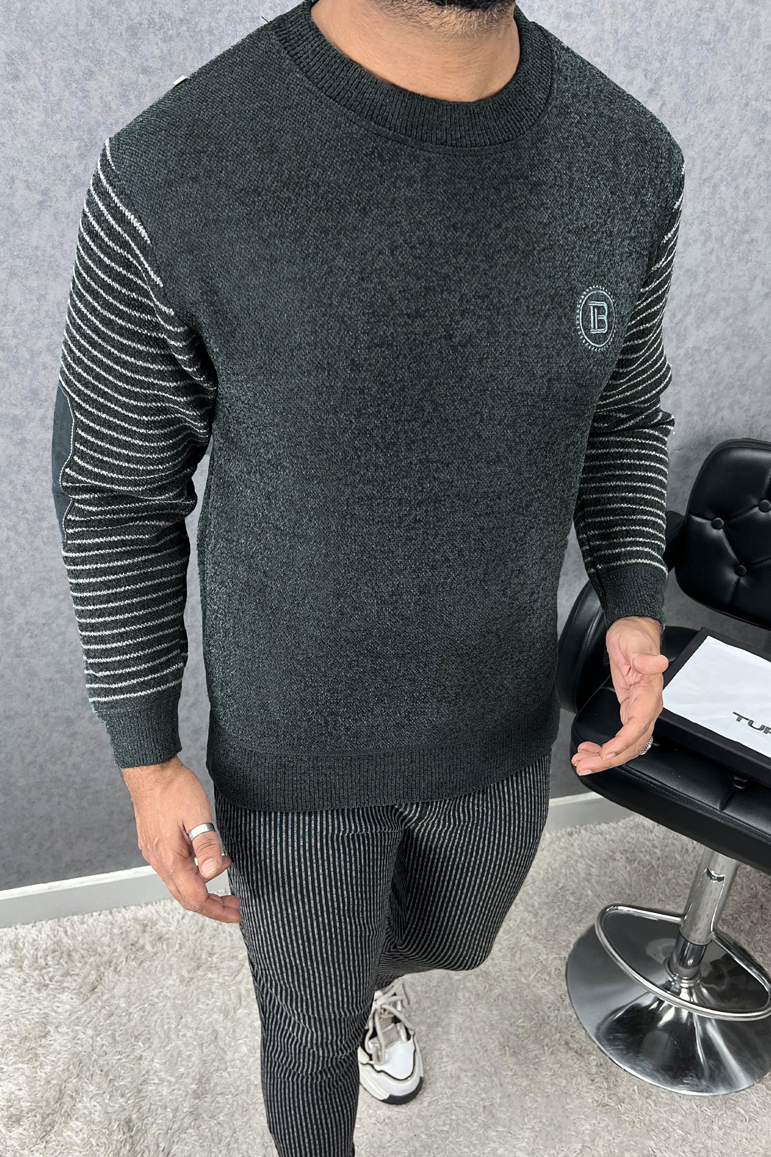 Patch Lining Arm Warm Imported Men's Sweatshirt