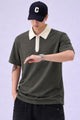 Men's Minimal Design OverSize Polo Shirt In Dark Grey