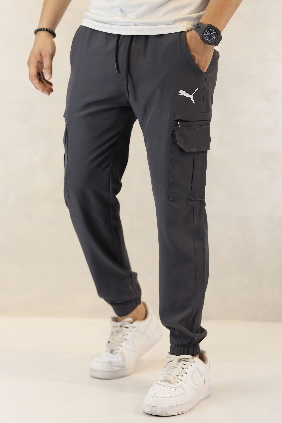 Pma x Nke Chic Micro 7 Pockets Cargo Trouser In Dark Grey
