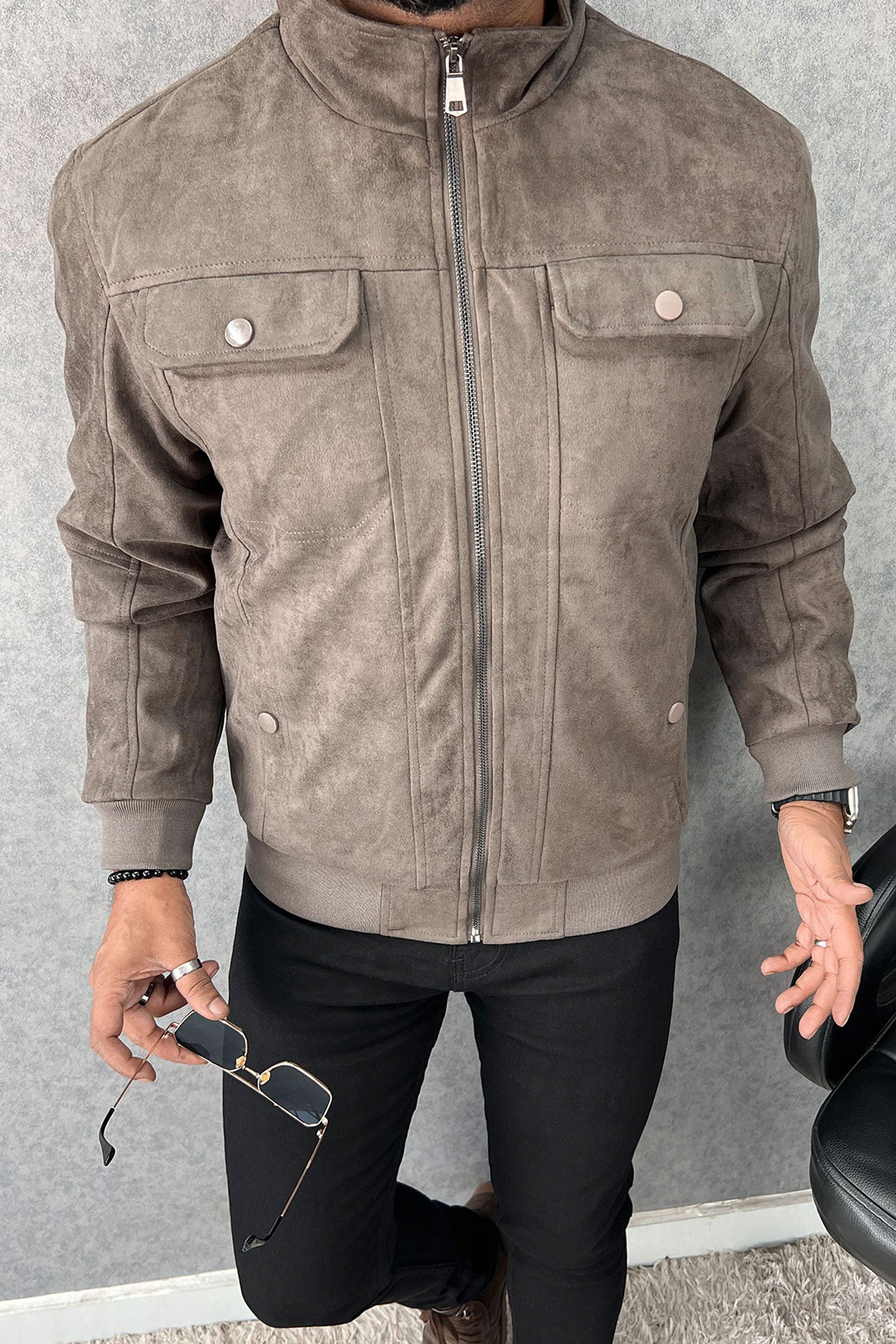 Desired Classic Zipper Men's Suede Jacket