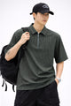 Turbo Quarter-Zip Neckline Style Polo T-Shirt In Dark Grey