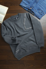 Zip Style Side Round Neck Imported Men's Sweatshirt