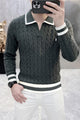 Polo Tricote Collar Imported Men's Sweater In Dark Grey