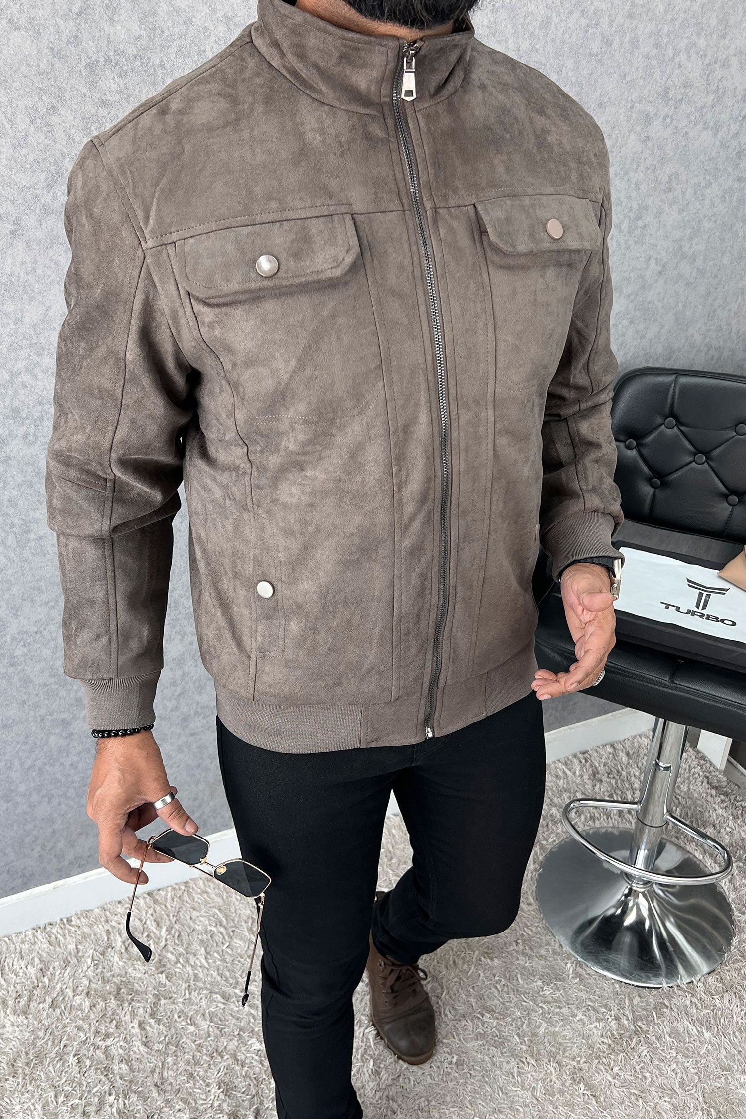 Desired Classic Zipper Men's Suede Jacket