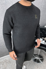 Smooth Ribbed Round Neck Imported Men's Sweatshirt