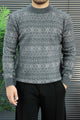 Aesthetic Geometric Patterned  Imported Round Neck Rabbit Wool Men's Sweater