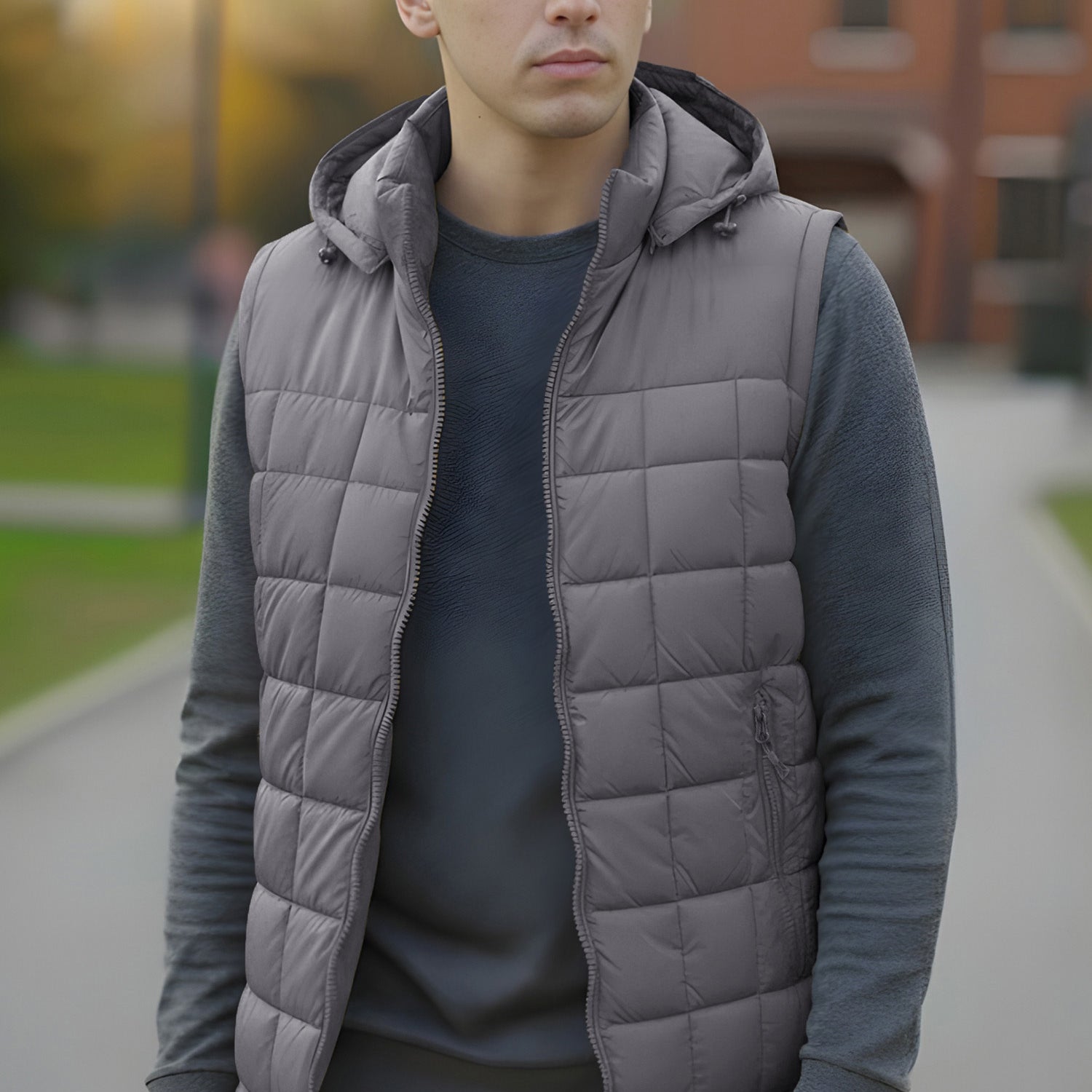 Boa Reversible Vest Detachable Hood Imported Men's Gilet