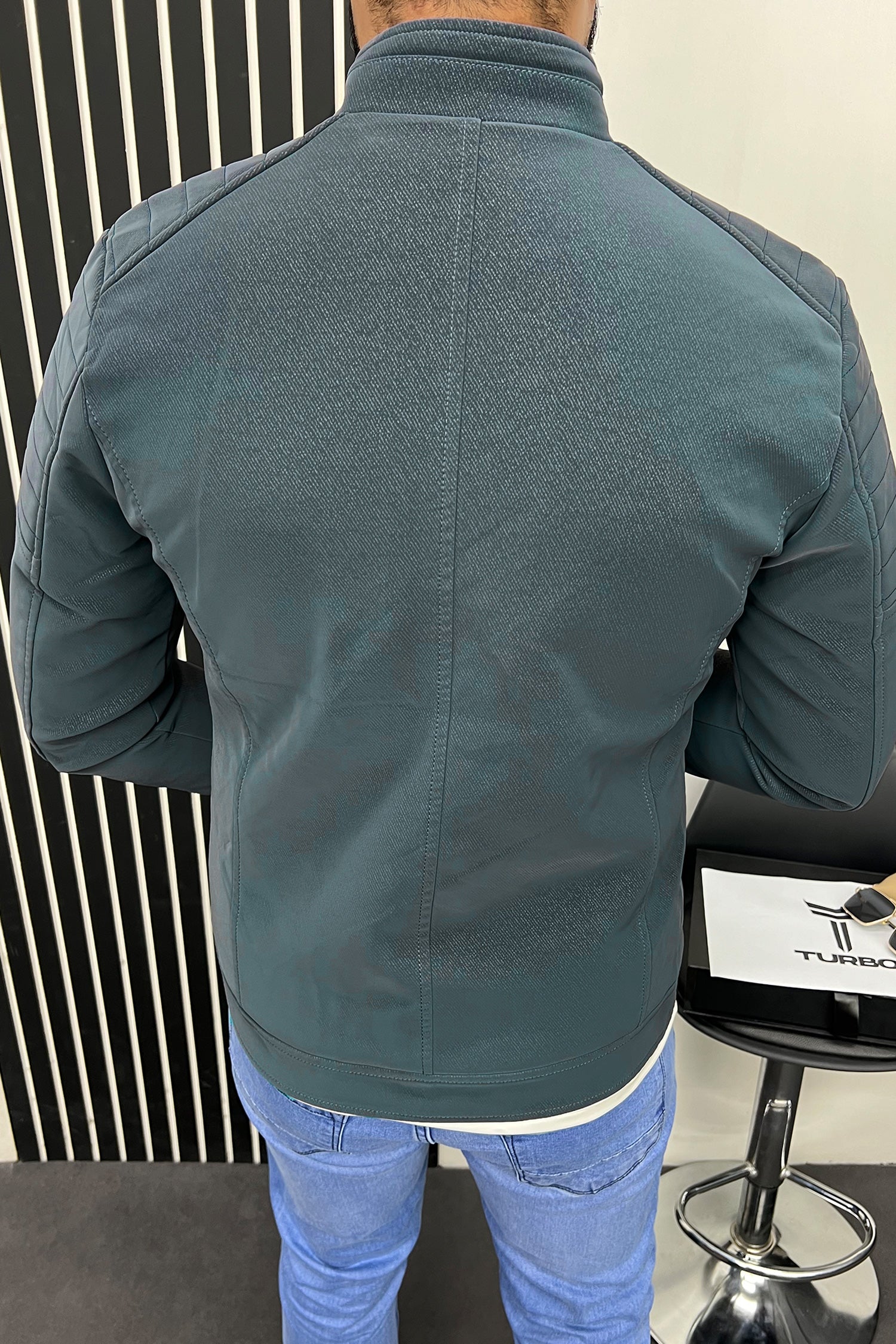 Padded Shoulder Style Men's Imported Suede Leather Jacket