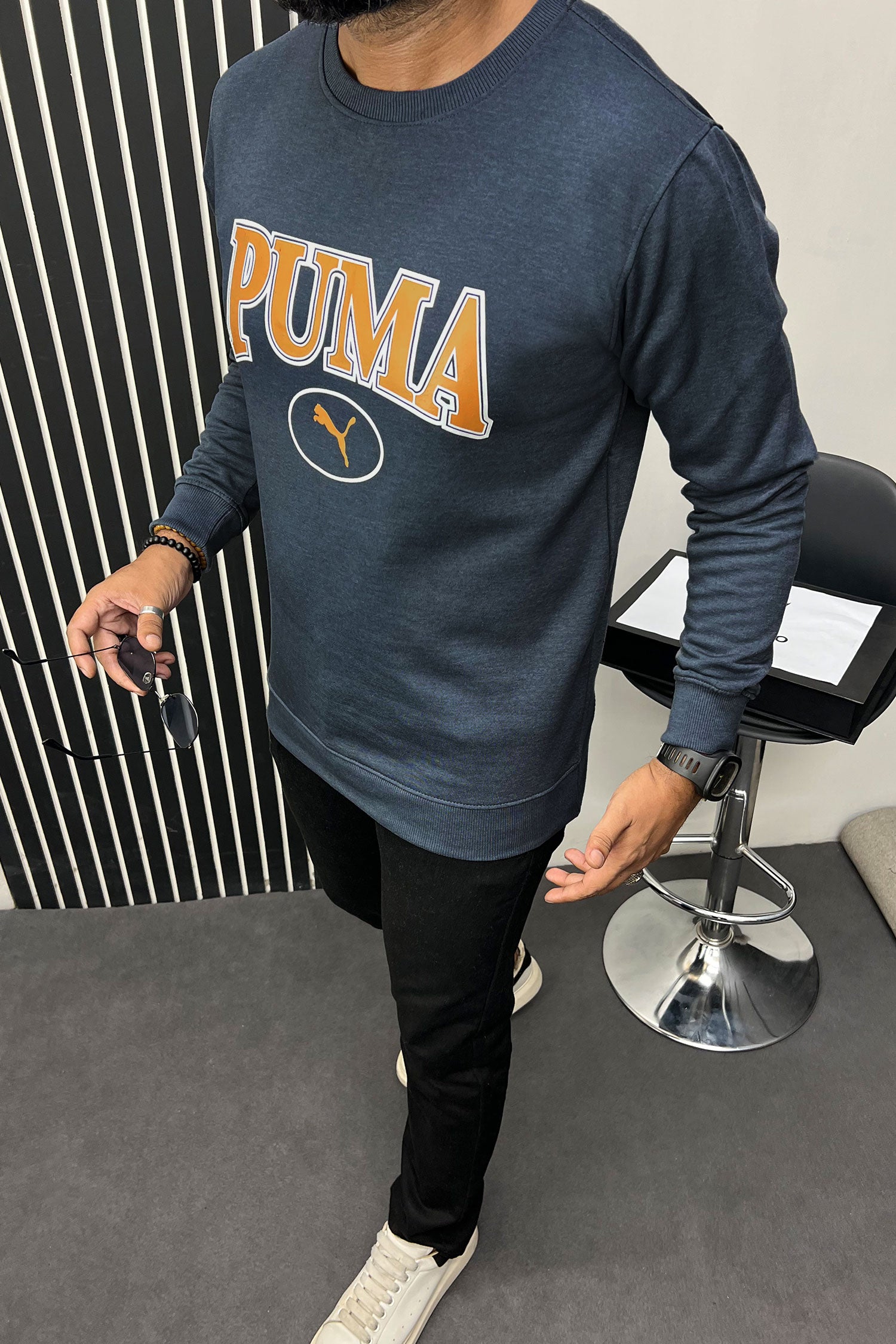 Pma Squad Graphic Crew Neck Full Sleeves Men's Sweatshirt