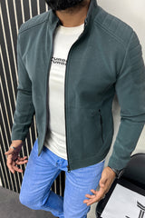 Padded Shoulder Style Men's Imported Suede Leather Jacket