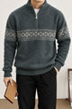 Men's Chunky Half Zipper Knit Imported Rabbit Wool Men's Sweater In Dark Grey