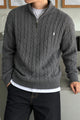 Polo Pony Half-Zip Cable Knit Texture Imported Men's Jumper Sweater