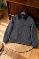 Turbo Quilted Corduroy Collar Imported Men's Suede Jacket In Dark Grey