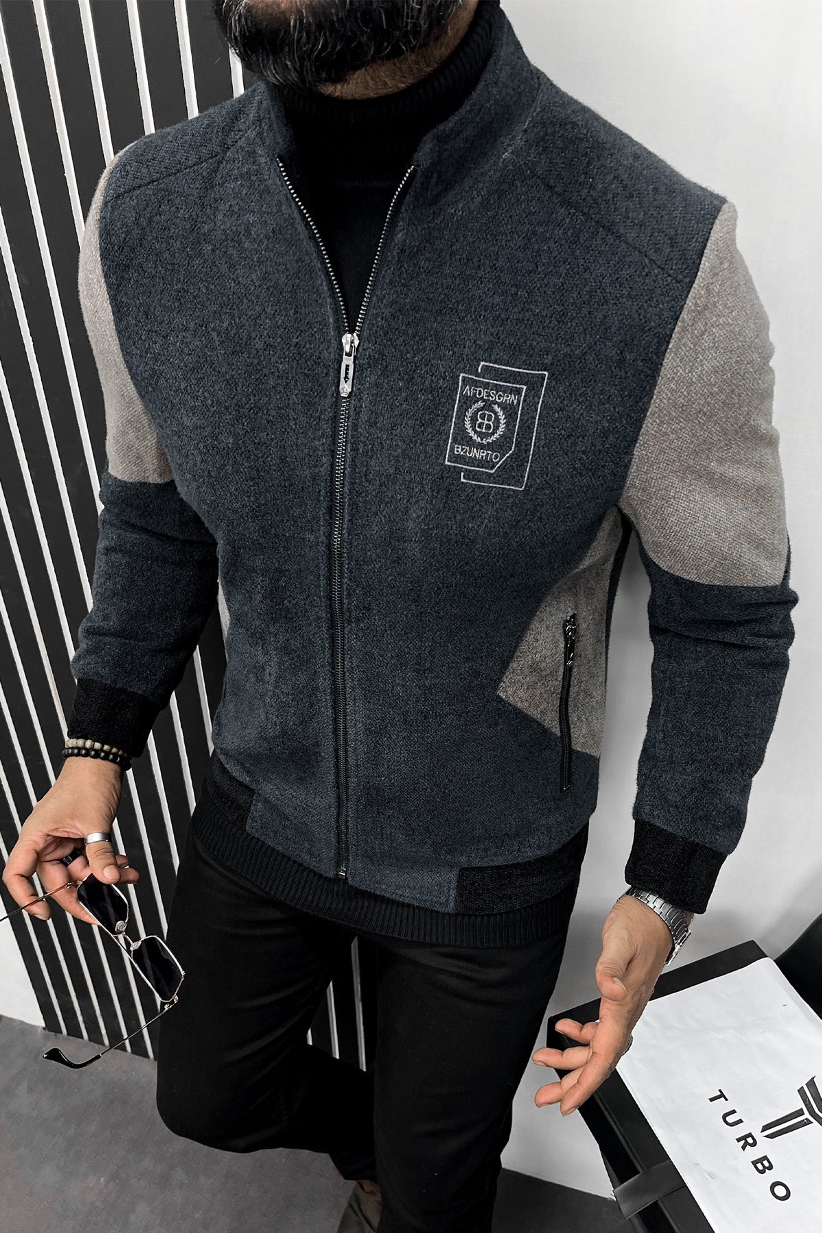 Crafted Contrast Tone Imported Men's Woolen Jacket