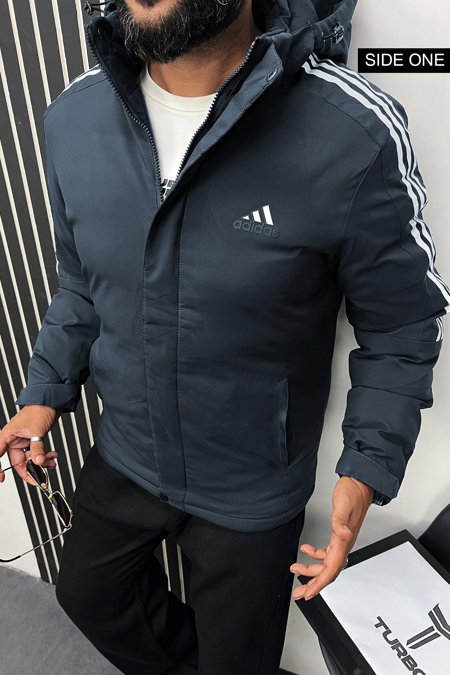 Adds 3 Stripe Double Sided Imported Puffer Jacket