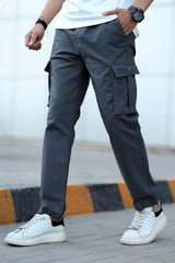 Turbo Loose Bottom Cargo Trouser In Dark Grey