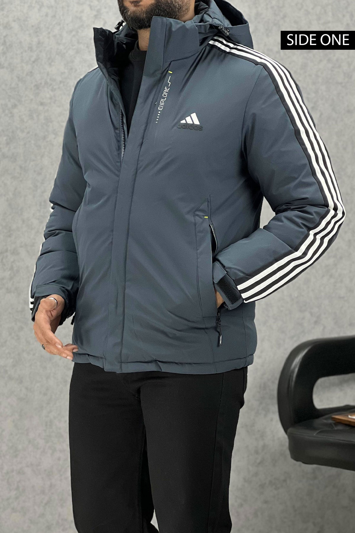 Adds Hood Style Double Side Imported Puffer Jacket