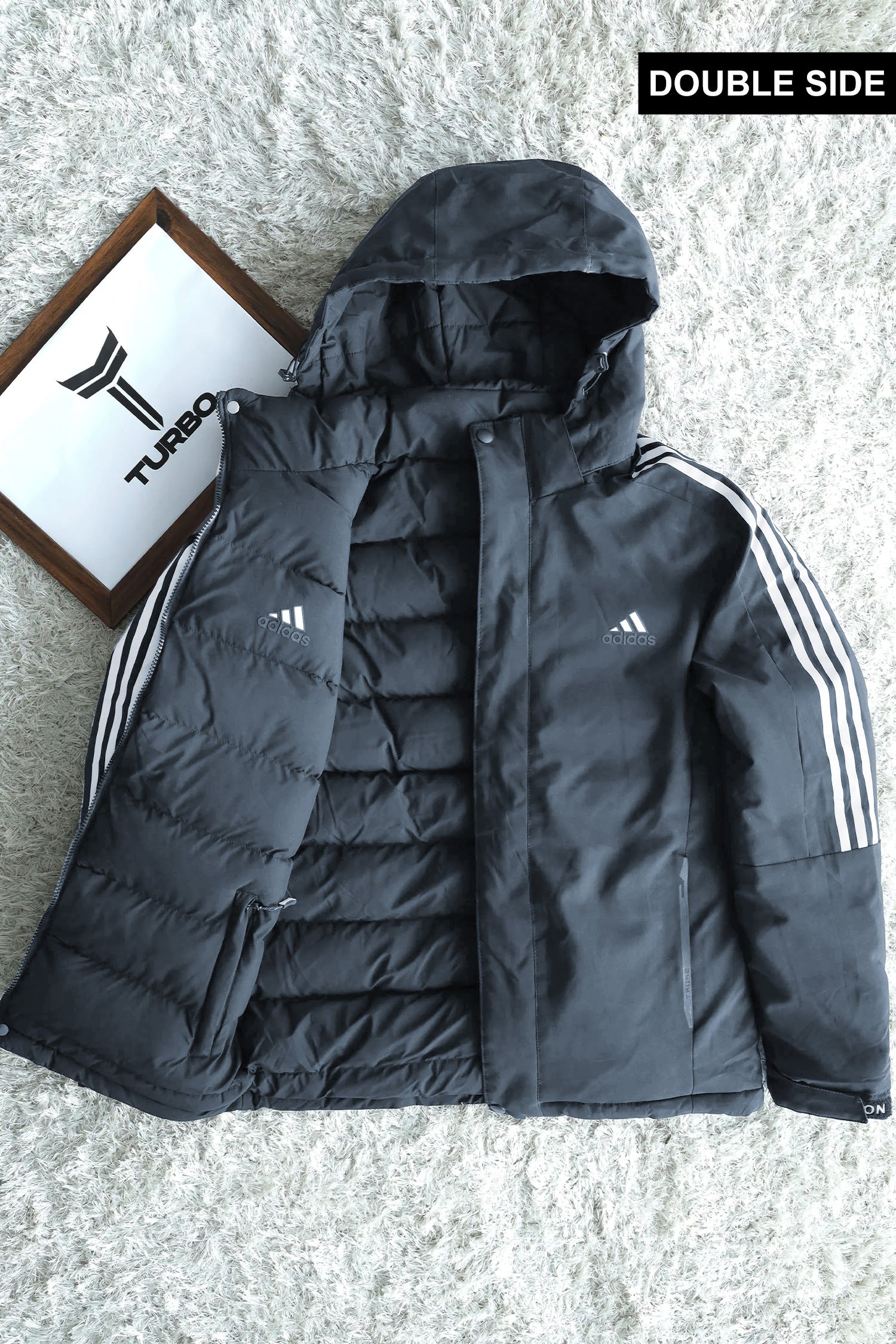 Adds 3 Stripe Double Sided Imported Puffer Jacket