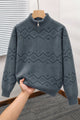 Men's Geometric Pattern Half-Zip Knit Imported Rabbit Wool Men's Sweater