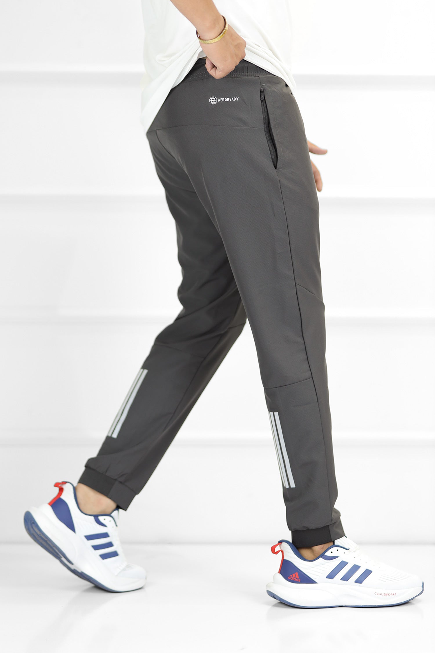 Adds Knitted Essential Micro Premium Sportswear Trouser In Dark Grey
