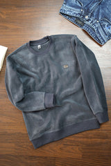 Cozy Plain Round Neck Imported Men's Sweatshirt In Dark Grey