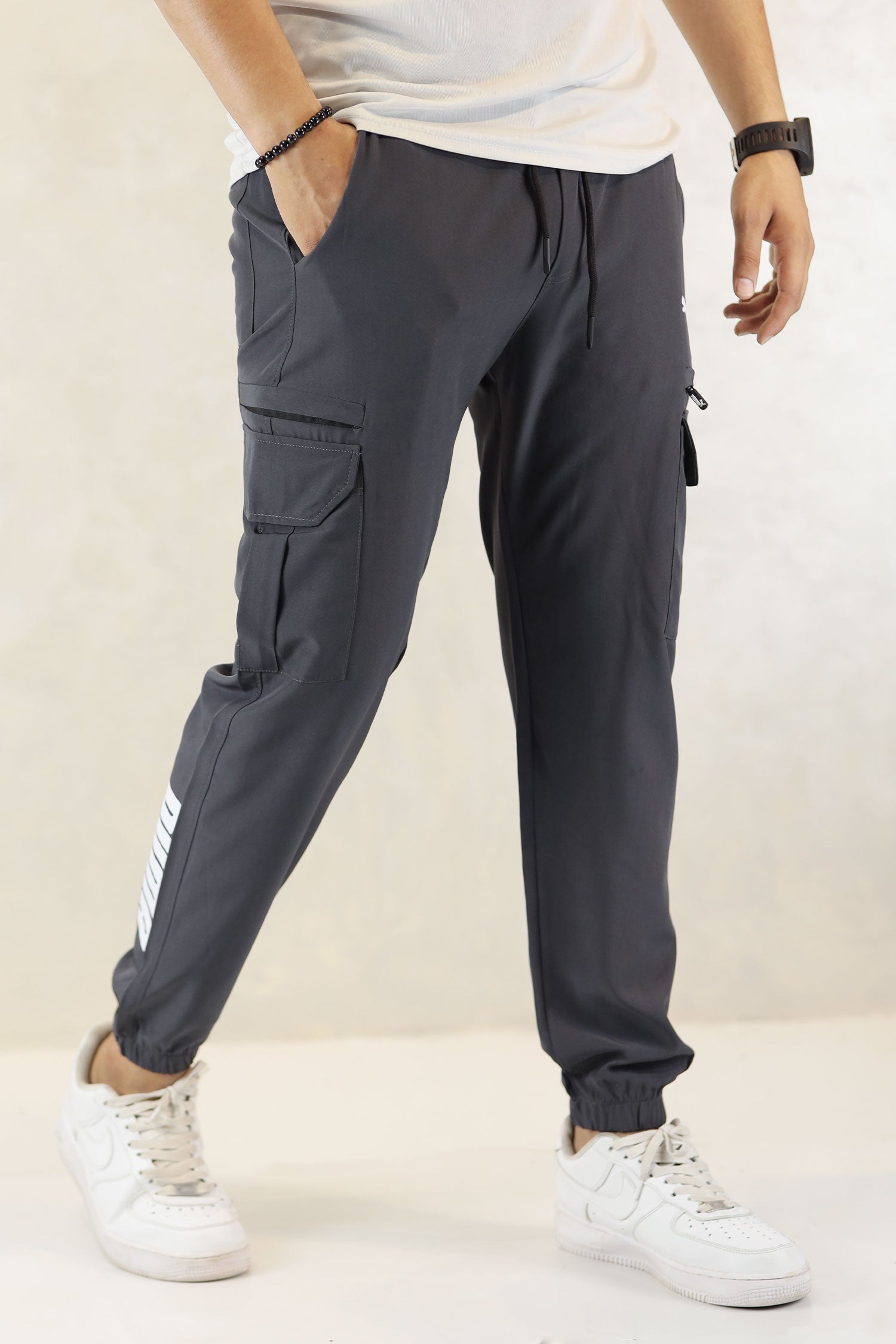 Pma x Nke Chic Micro 7 Pockets Cargo Trouser In Dark Grey