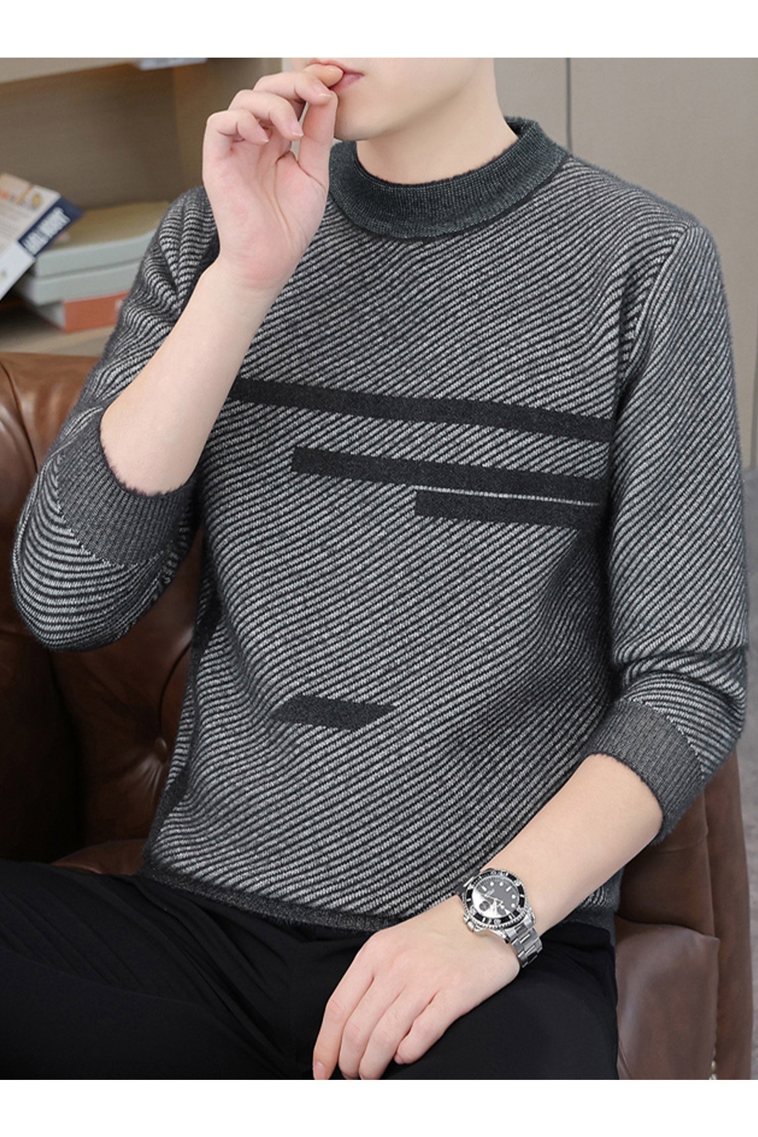 Turbo Casual Knit Pullover Imported Men's Sweater
