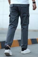 Turbo Loose Bottom Cargo Trouser In Dark Grey