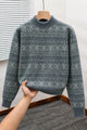 Aesthetic Geometric Patterned  Imported Round Neck Rabbit Wool Men's Sweater
