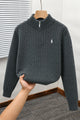 Polo Cable Crew Texture Half-Zip Imported Men's Jumper Sweater