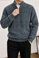 Men's Geometric Pattern Half-Zip Knit Imported Rabbit Wool Men's Sweater