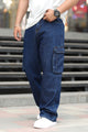 Turbo 6 Pockets Skater Baggy Jeans In Dark Blue