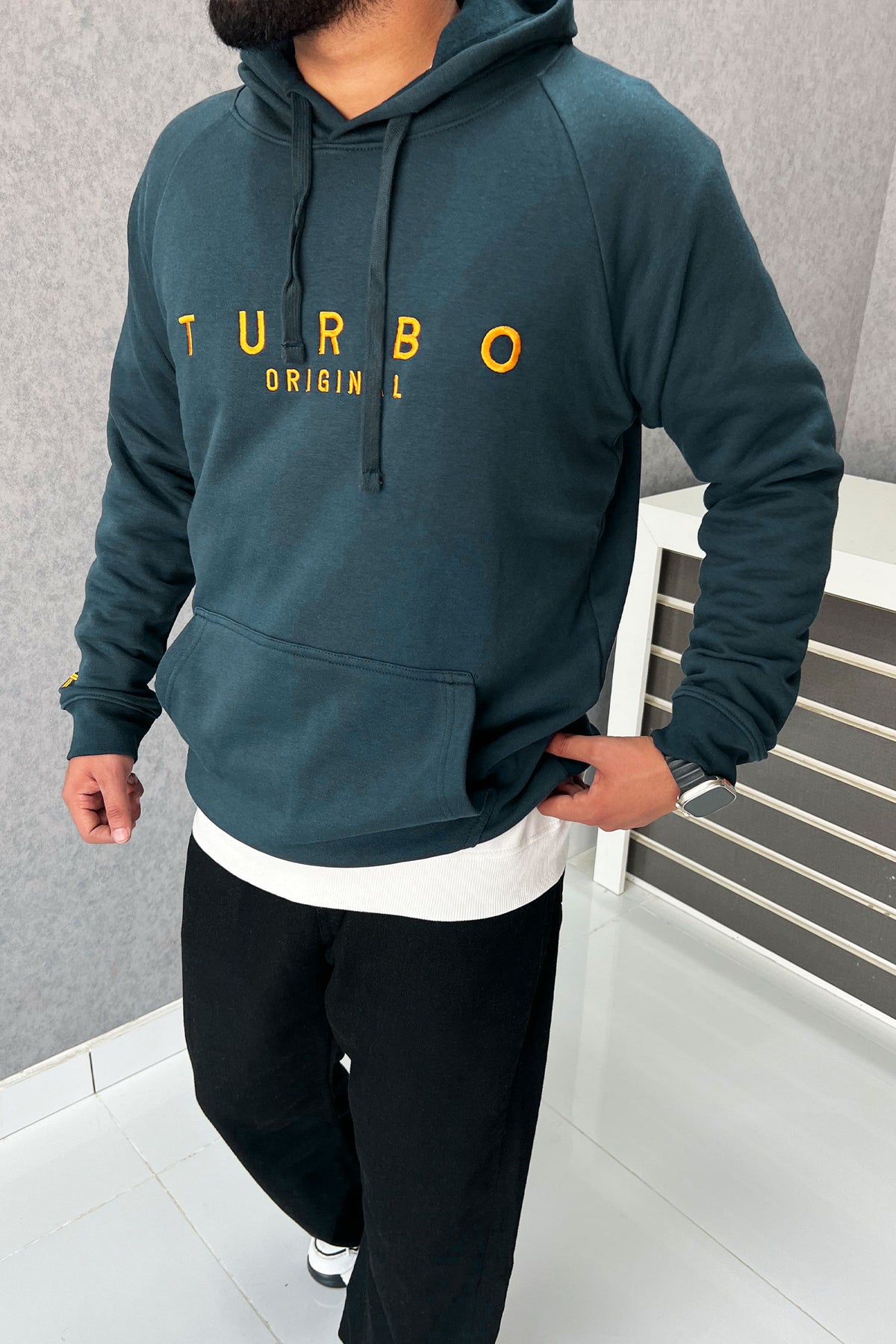 Turbo Original Signature Fleece Hoodie In Dark Blue