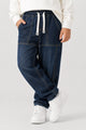 Turbo Utility-Style Denim Baggy Jeans For Boys