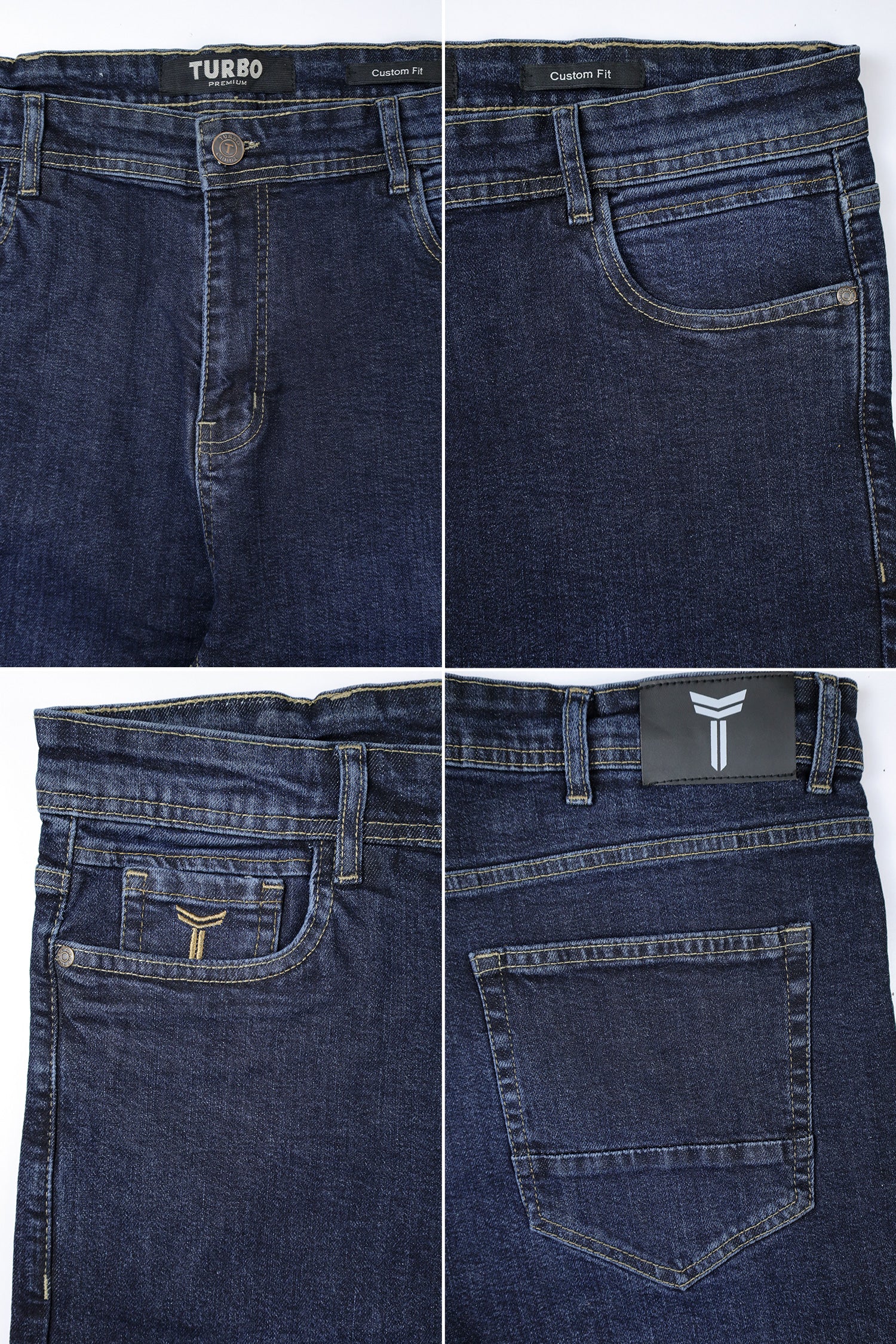 Big Size Skinny Fit Turbo Denim Jeans In Dark Blue
