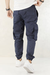 Turbo Front Pocket Style Imp Cotton Cargo Trouser In Dark Blue