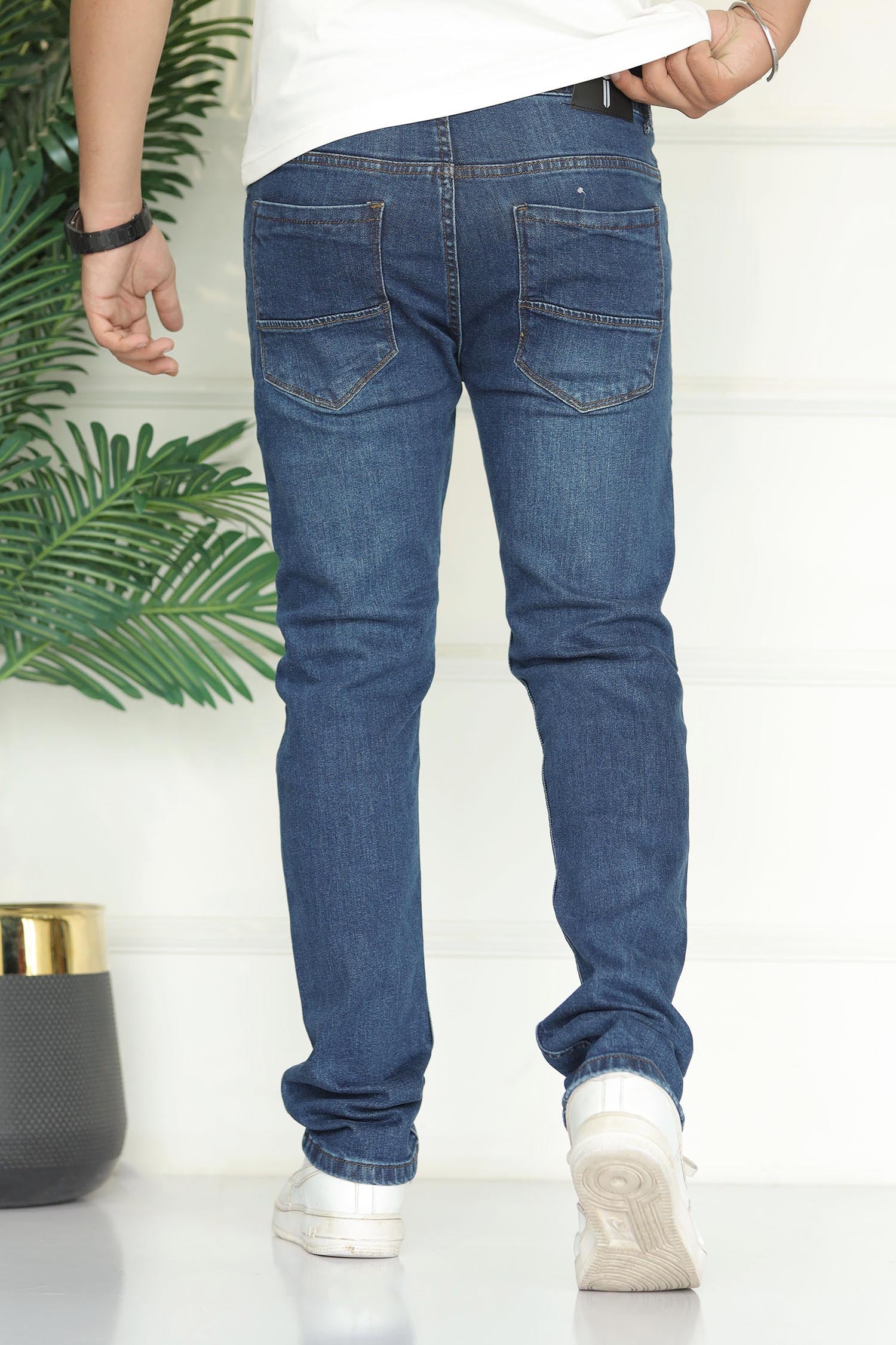 Turbo 'Giordano' Mid Washed Stretchable Slim Fit Jeans In Dark Blue
