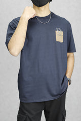 Chrs Dor Patch Imported Round Neck T-Shirt In Dark Blue