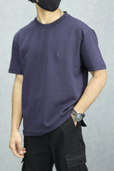 MidNight Half Sleeve Crew Neck Imported T-Shirt in Dark Blue